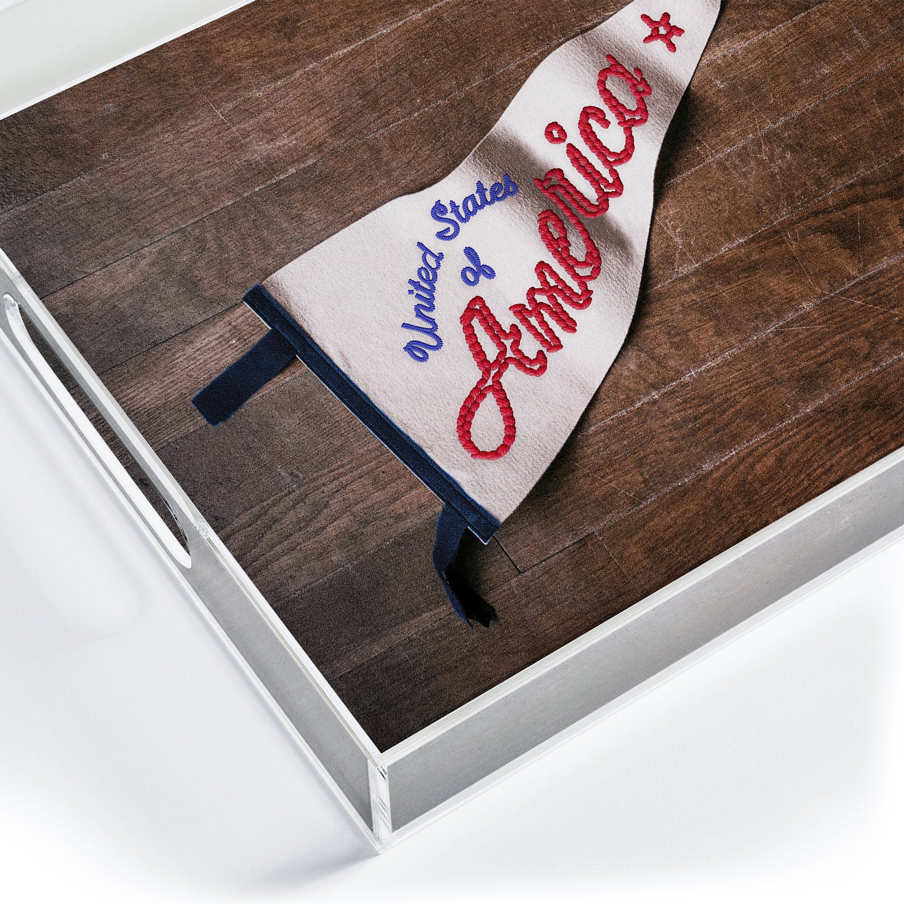 DENY Designs USA Stitched Pennant Acrylic Tray