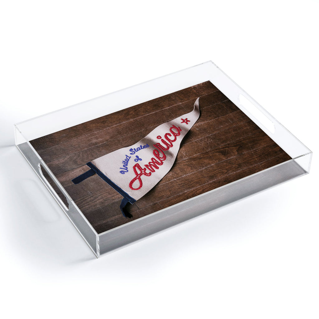 DENY Designs USA Stitched Pennant Acrylic Tray