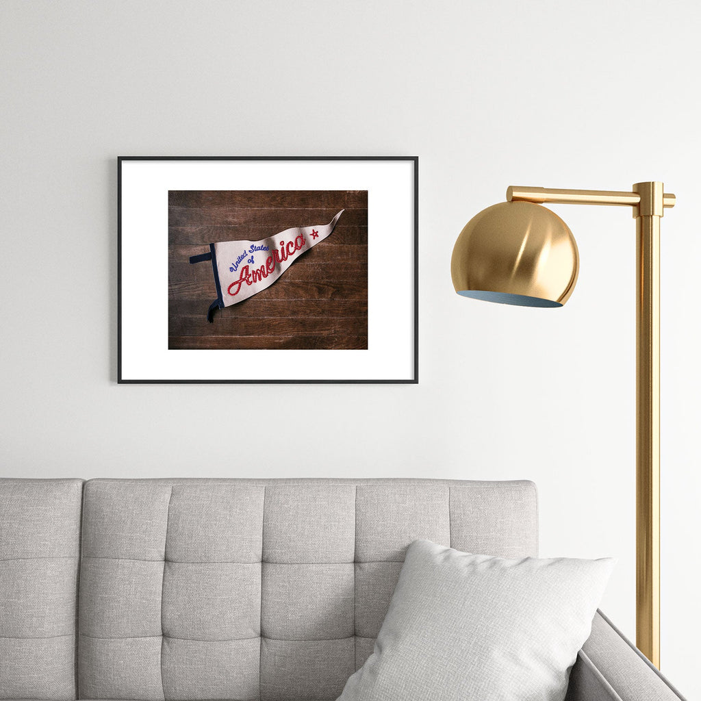 DENY Designs USA Stitched Pennant Metal Framed Art Print
