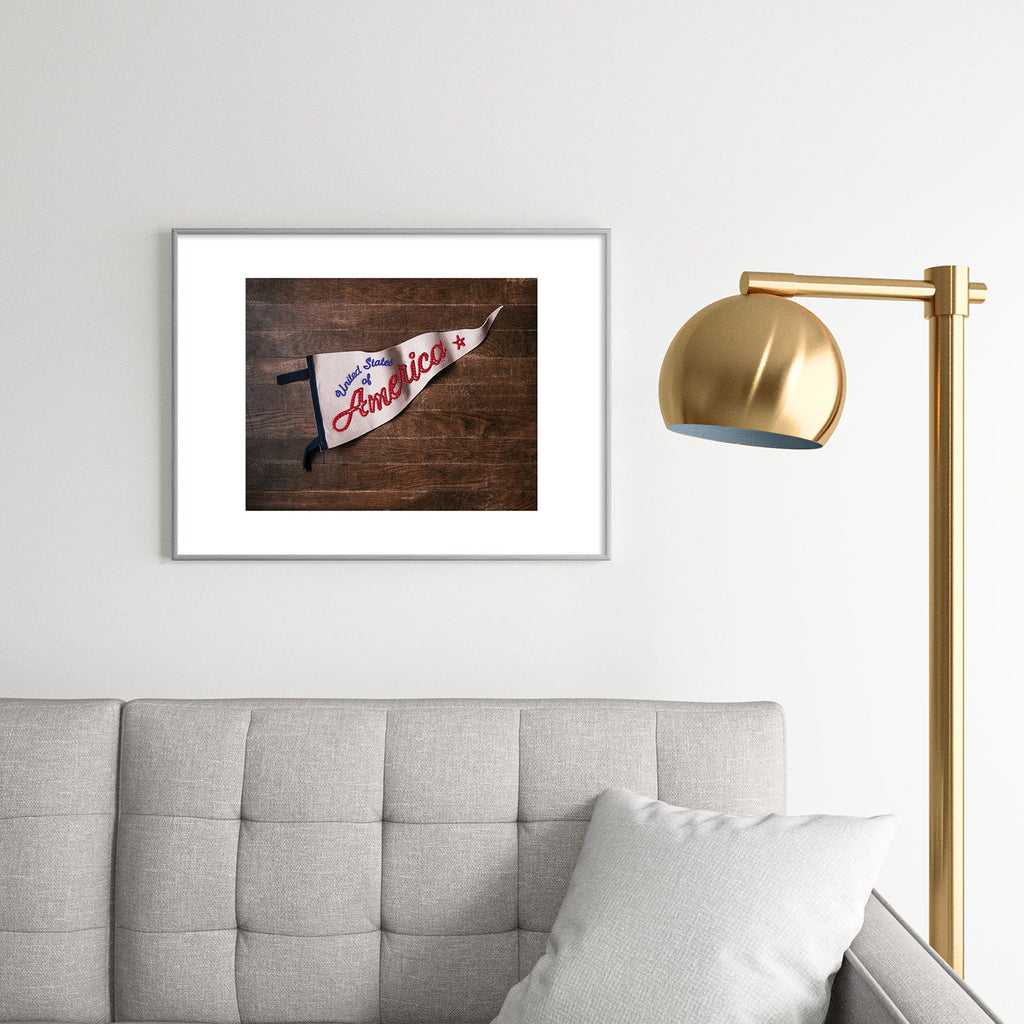 DENY Designs USA Stitched Pennant Metal Framed Art Print