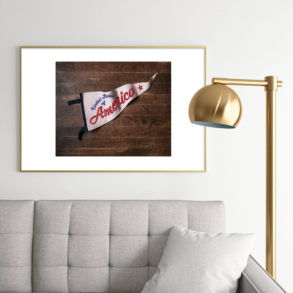 DENY Designs USA Stitched Pennant Metal Framed Art Print