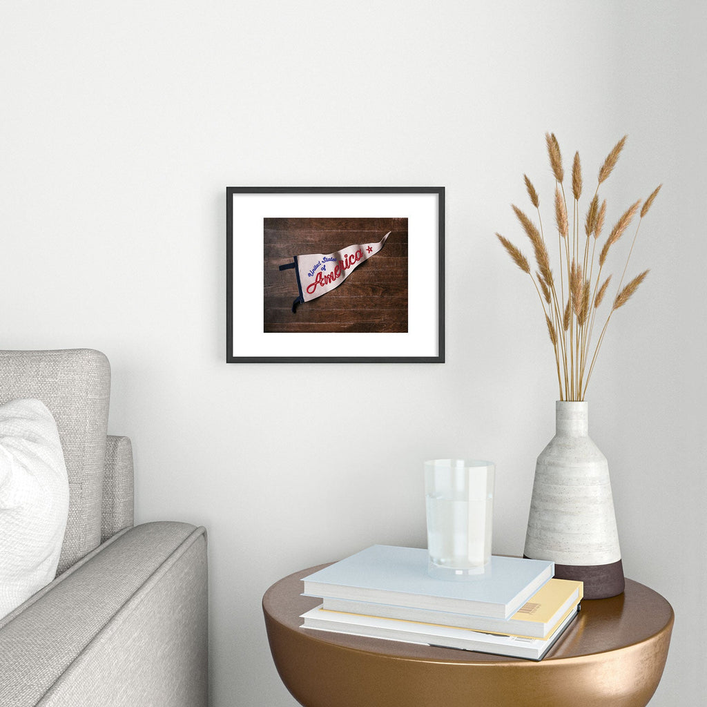 DENY Designs USA Stitched Pennant Metal Framed Art Print