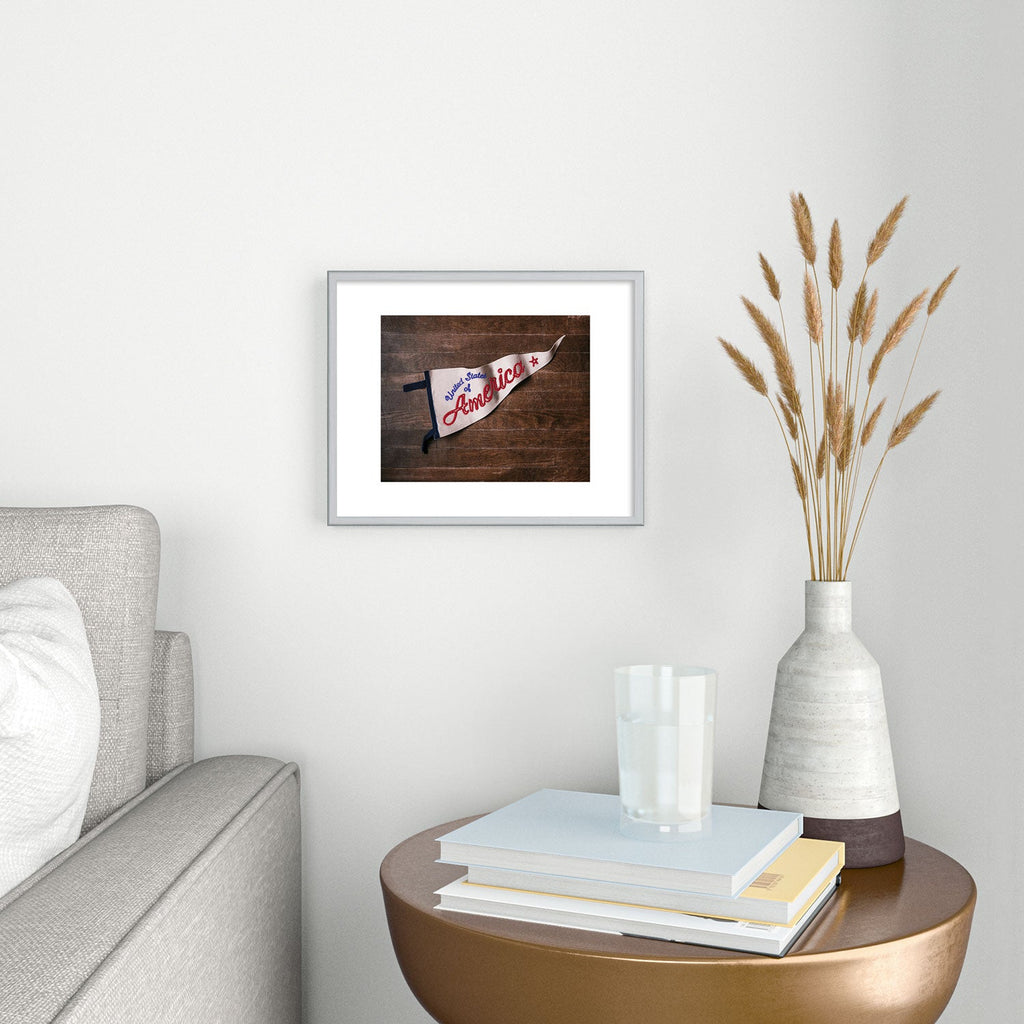 DENY Designs USA Stitched Pennant Metal Framed Art Print