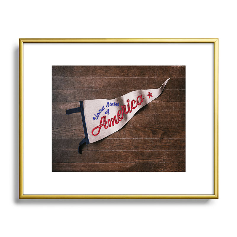 DENY Designs USA Stitched Pennant Metal Framed Art Print