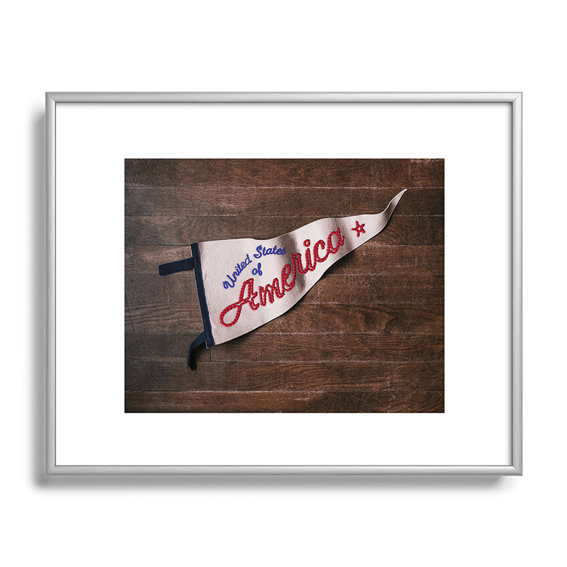 DENY Designs USA Stitched Pennant Metal Framed Art Print