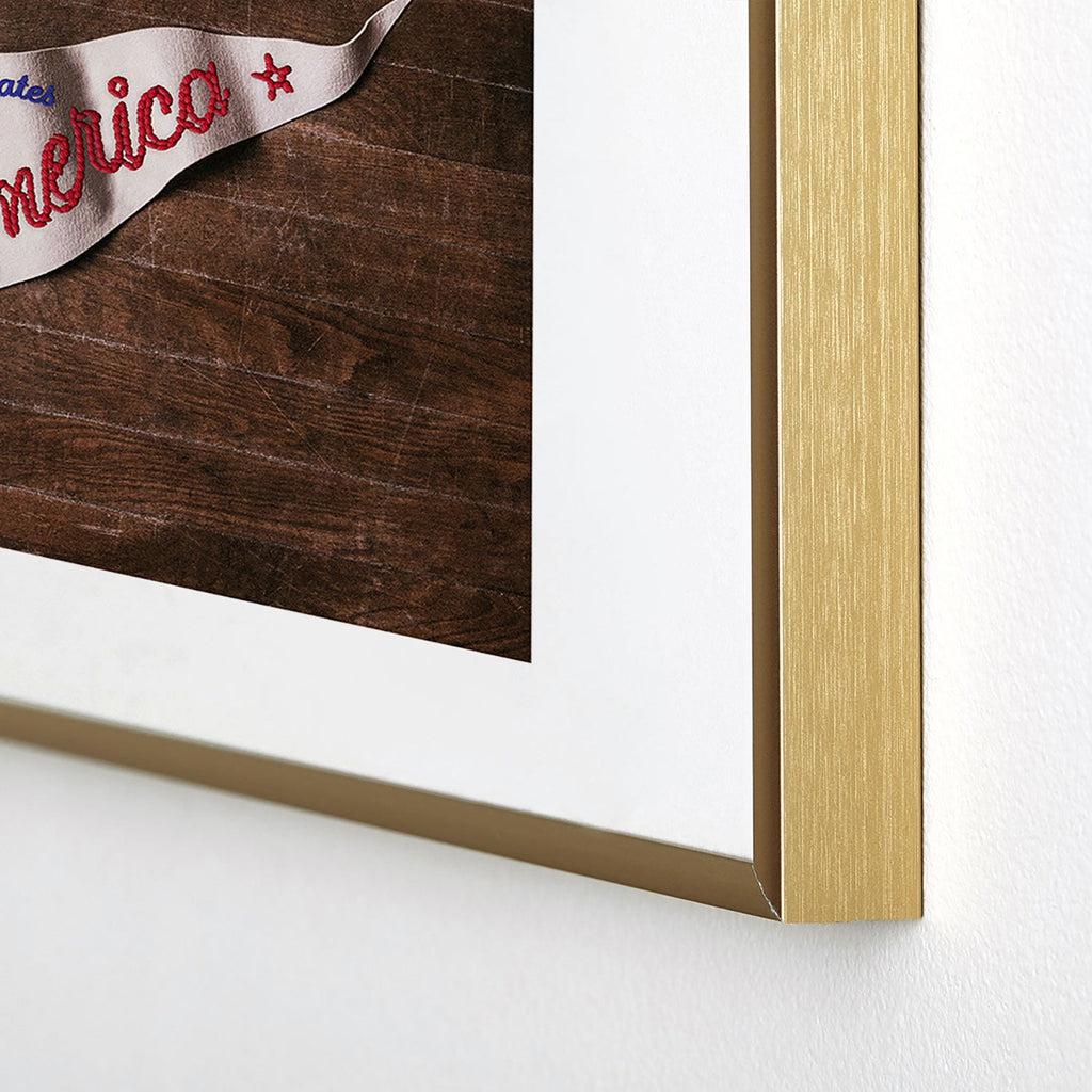 DENY Designs USA Stitched Pennant Metal Framed Art Print