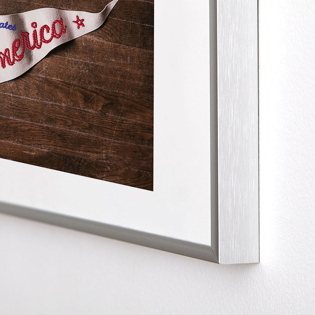 DENY Designs USA Stitched Pennant Metal Framed Art Print