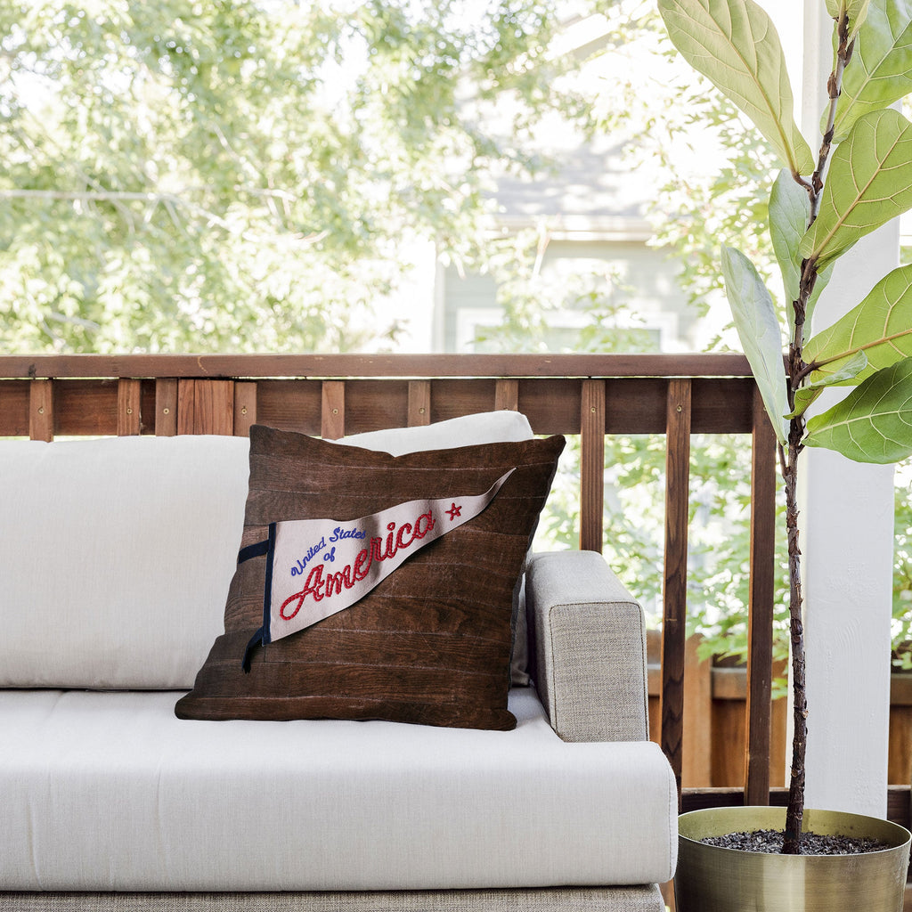 DENY Designs USA Stitched Pennant Outdoor Throw Pillow