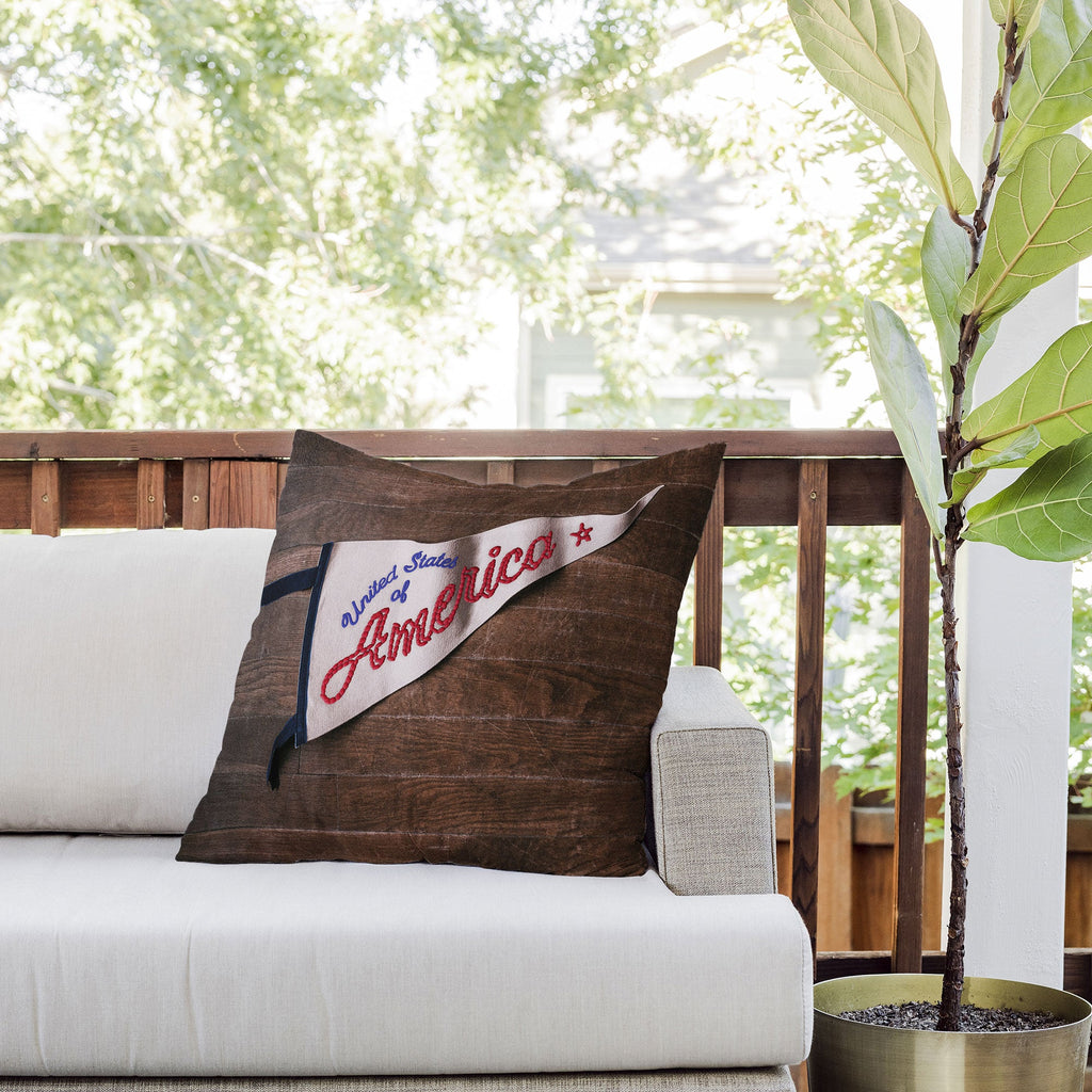 DENY Designs USA Stitched Pennant Outdoor Throw Pillow