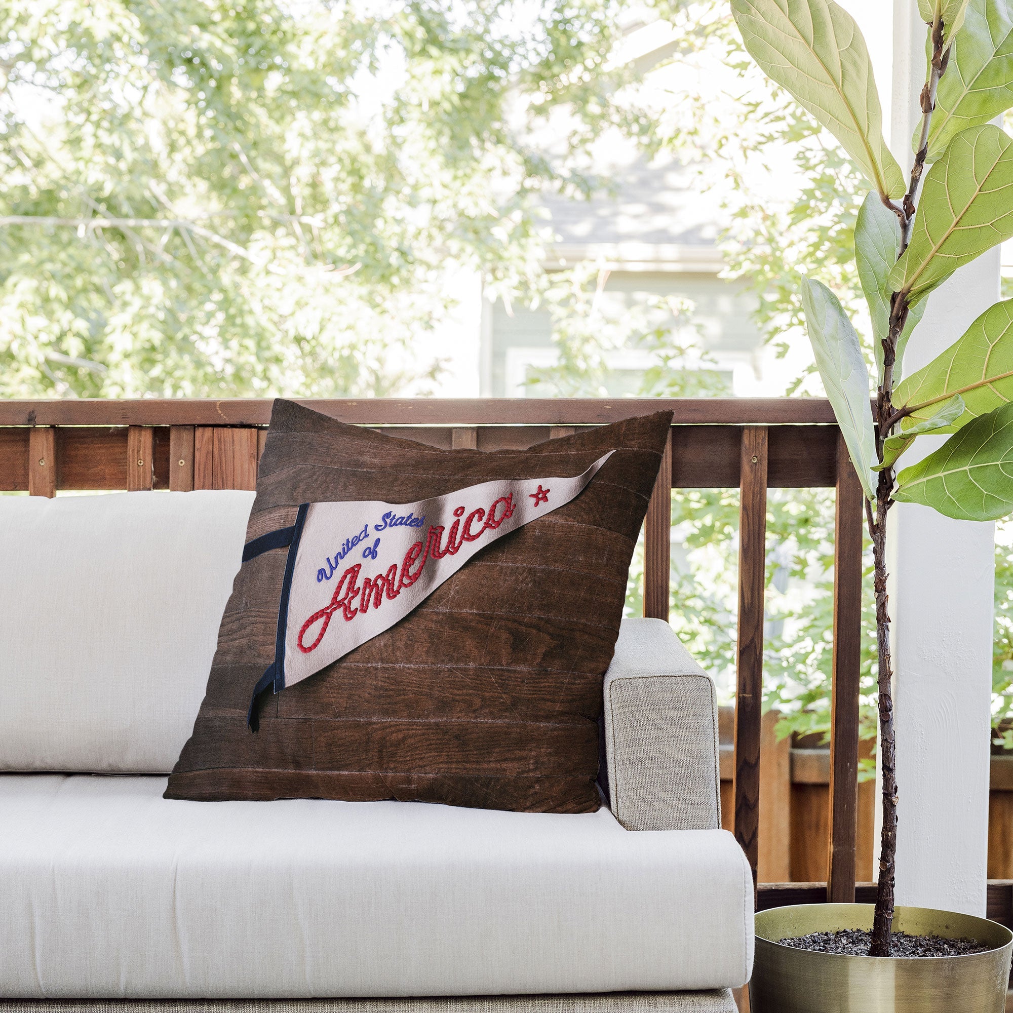 DENY Designs USA Stitched Pennant Outdoor Throw Pillow