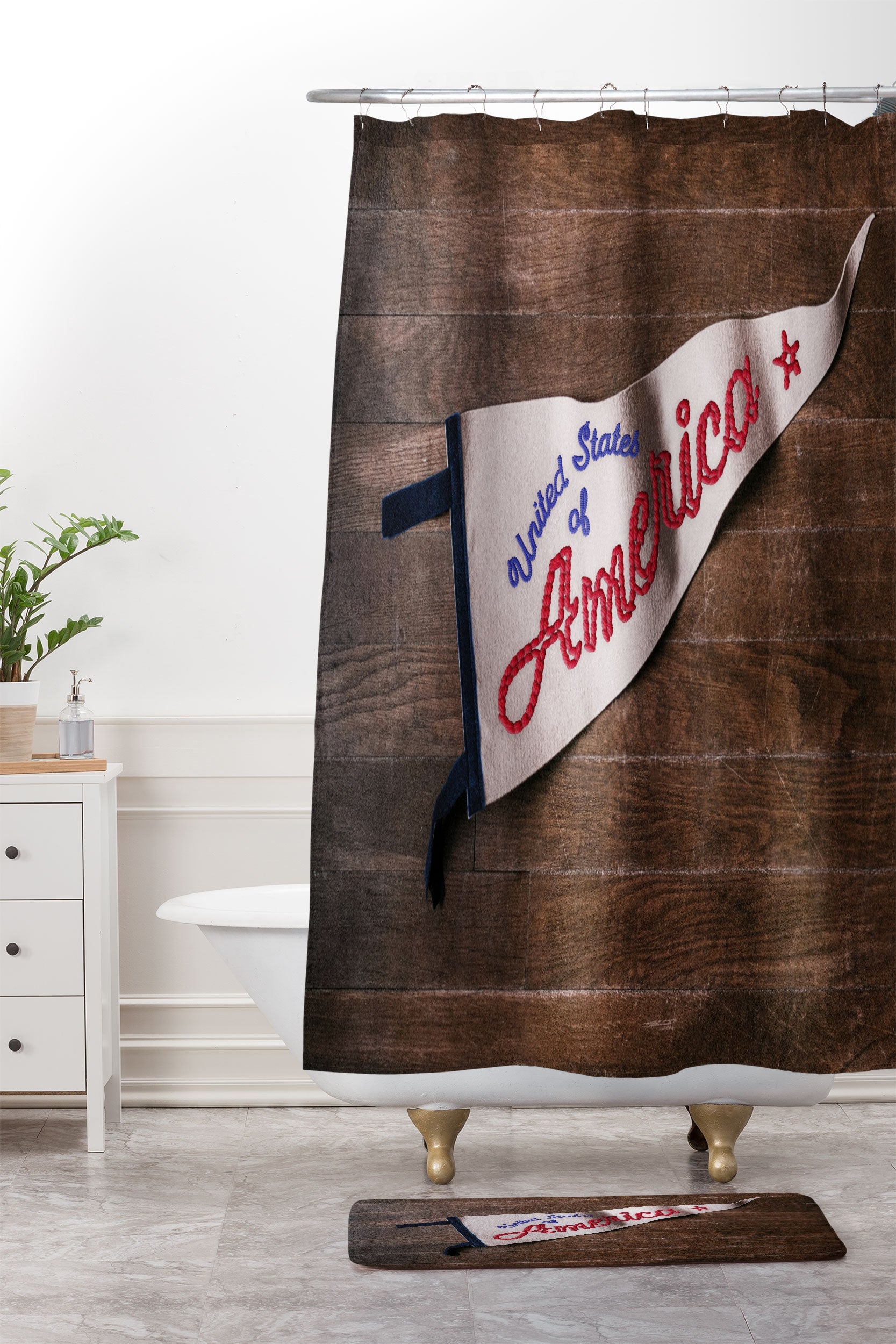 DENY Designs USA Stitched Pennant Memory Foam Bath Mat