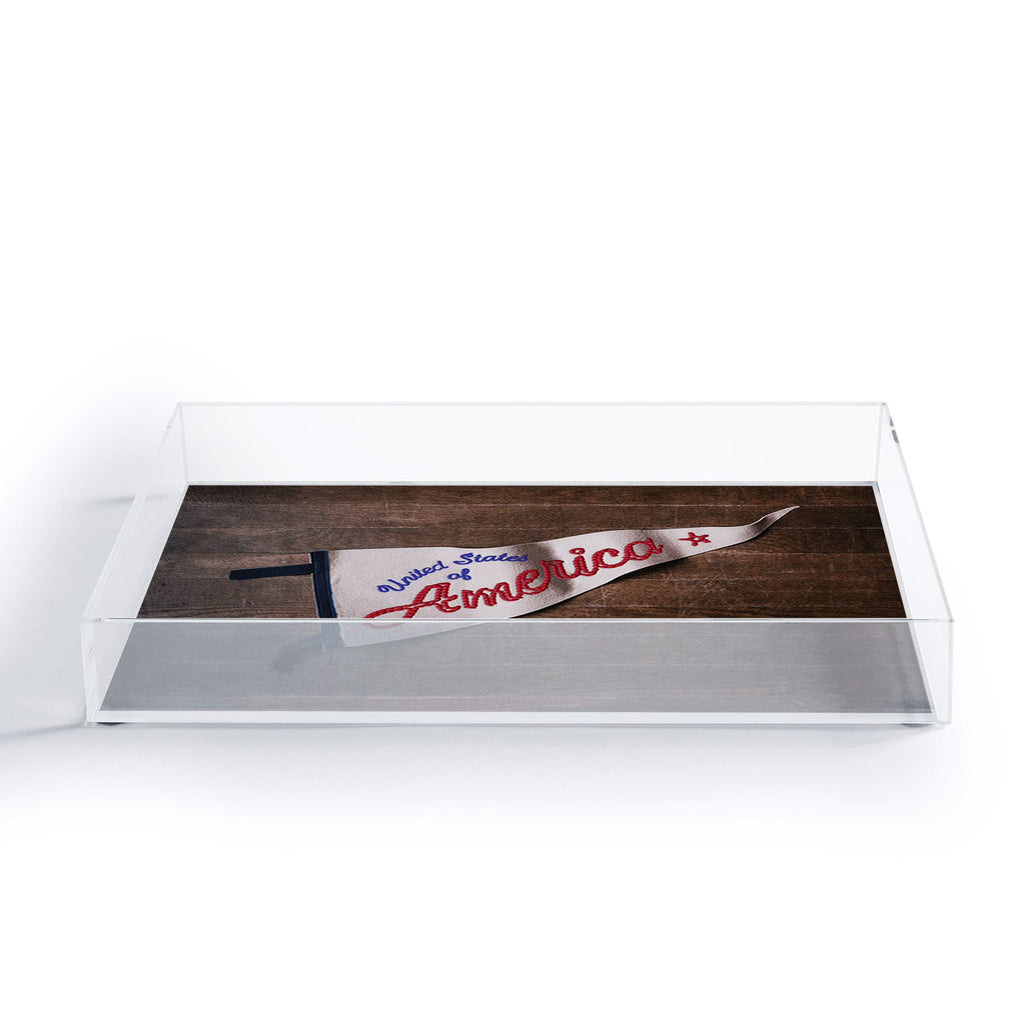 DENY Designs USA Stitched Pennant Acrylic Tray