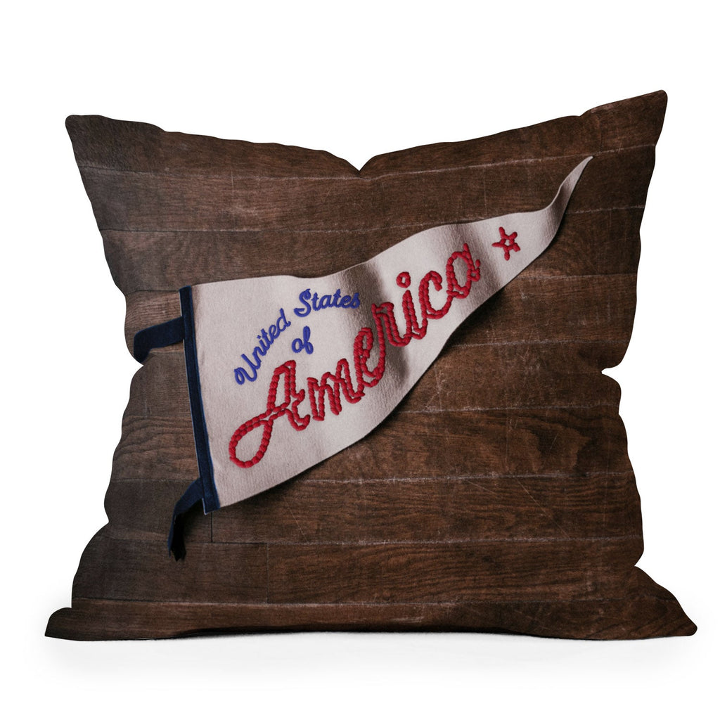 DENY Designs USA Stitched Pennant Outdoor Throw Pillow