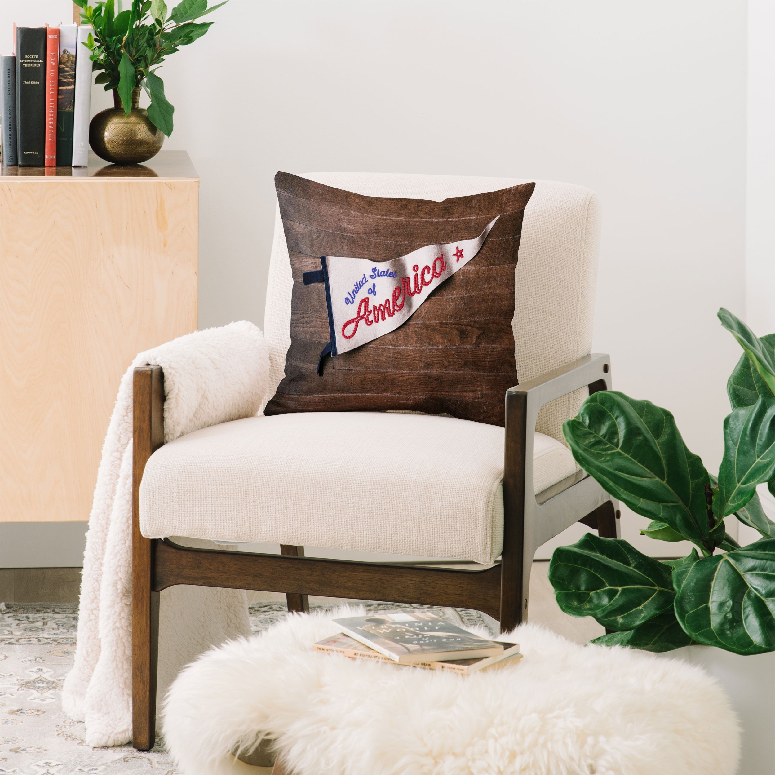 DENY Designs USA Stitched Pennant Throw Pillow