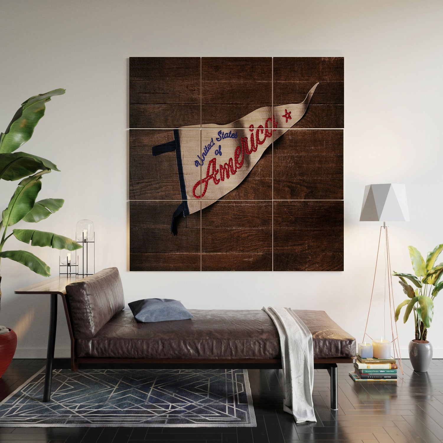 DENY Designs USA Stitched Pennant Wood Wall Mural