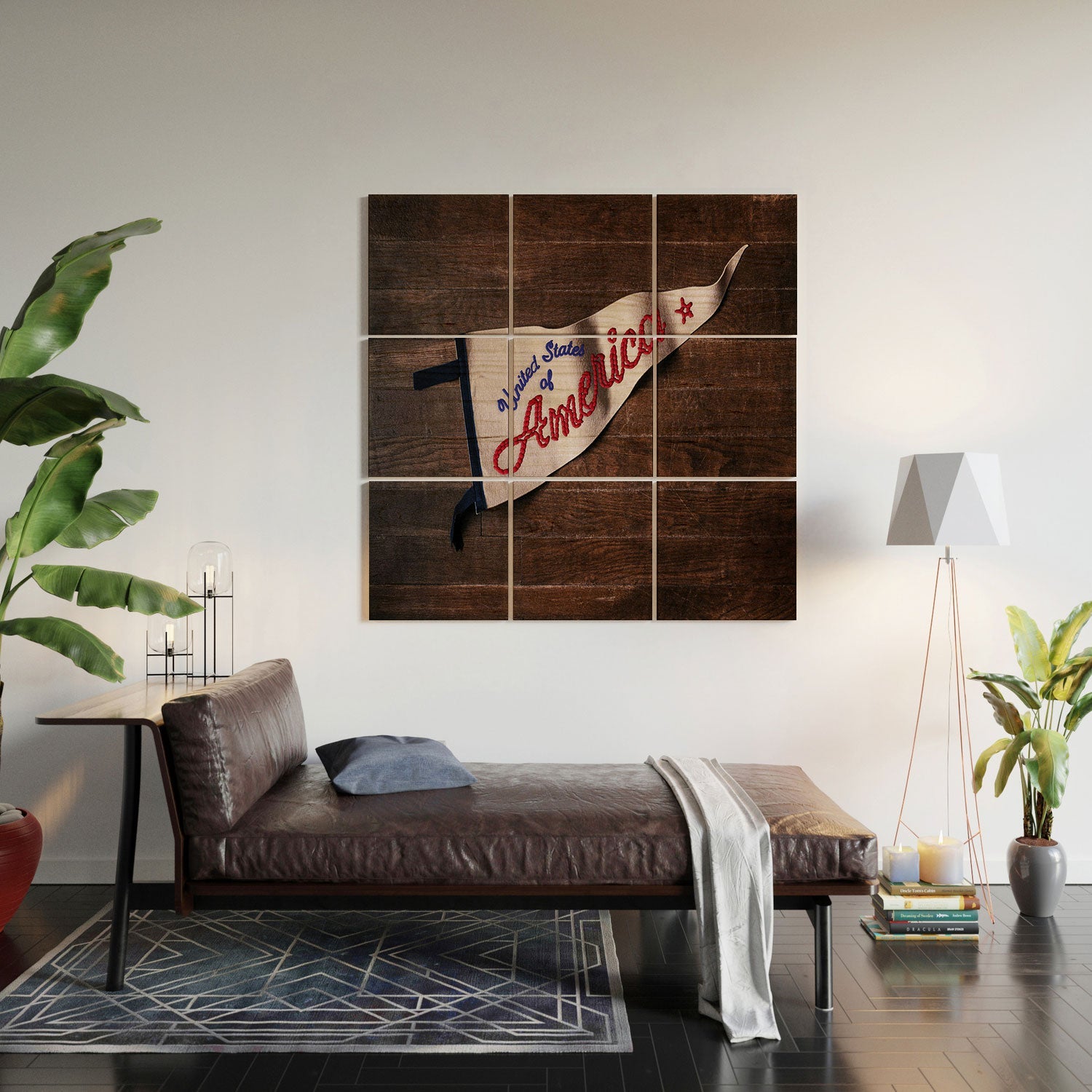 DENY Designs USA Stitched Pennant Wood Wall Mural