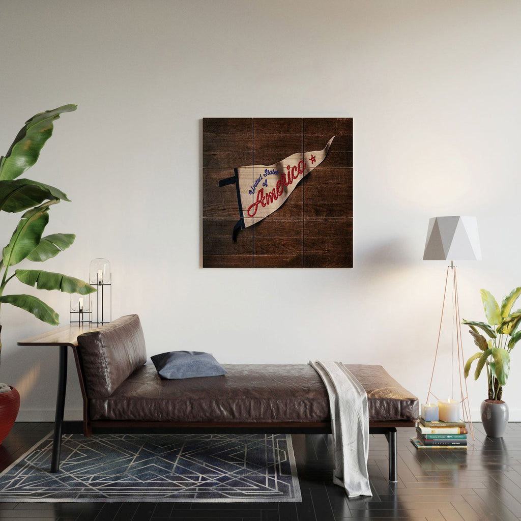 DENY Designs USA Stitched Pennant Wood Wall Mural