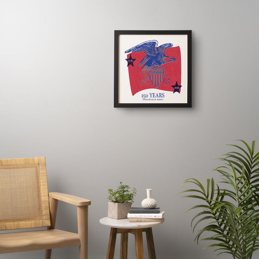 DENY Designs Vintage Eagle Shield Framed Wall Art