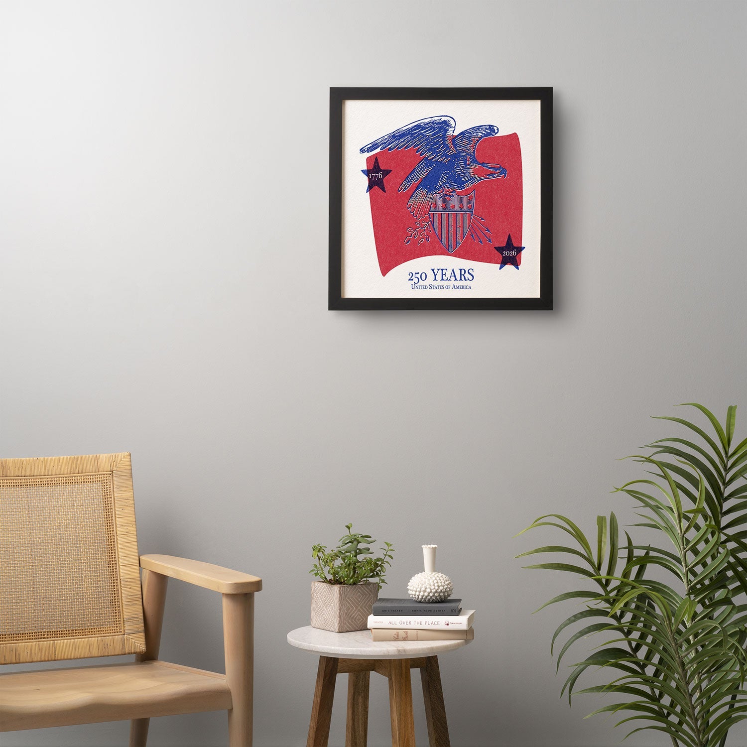 DENY Designs Vintage Eagle Shield Framed Wall Art