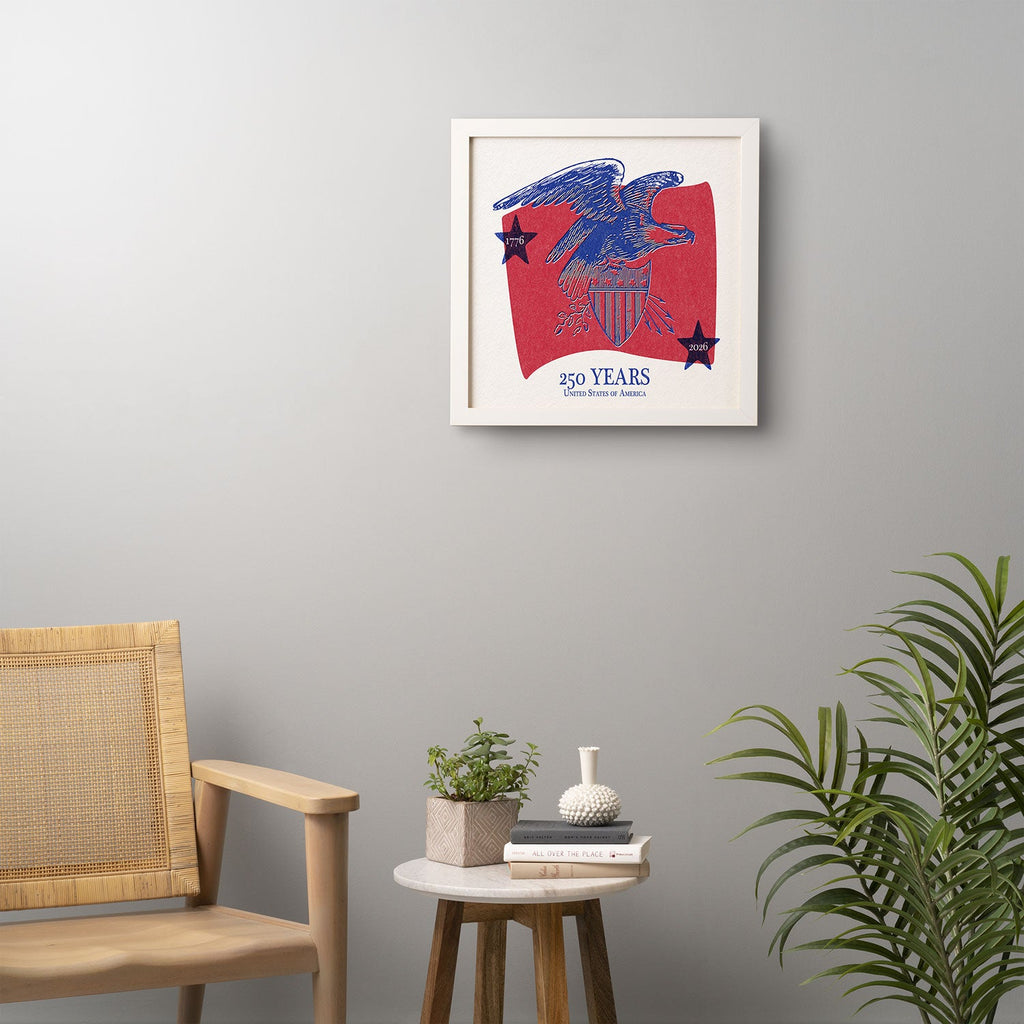 DENY Designs Vintage Eagle Shield Framed Wall Art