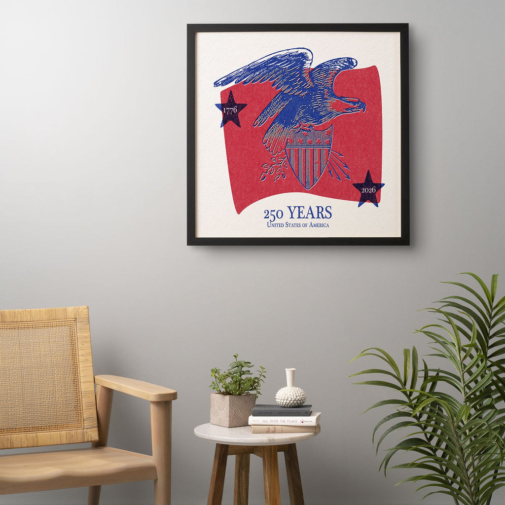 DENY Designs Vintage Eagle Shield Framed Wall Art