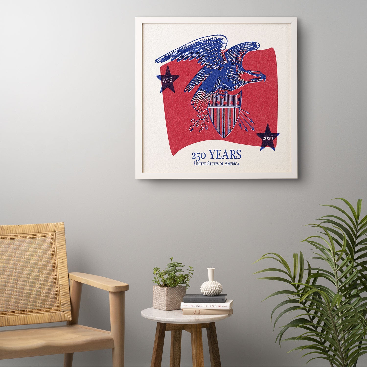 DENY Designs Vintage Eagle Shield Framed Wall Art