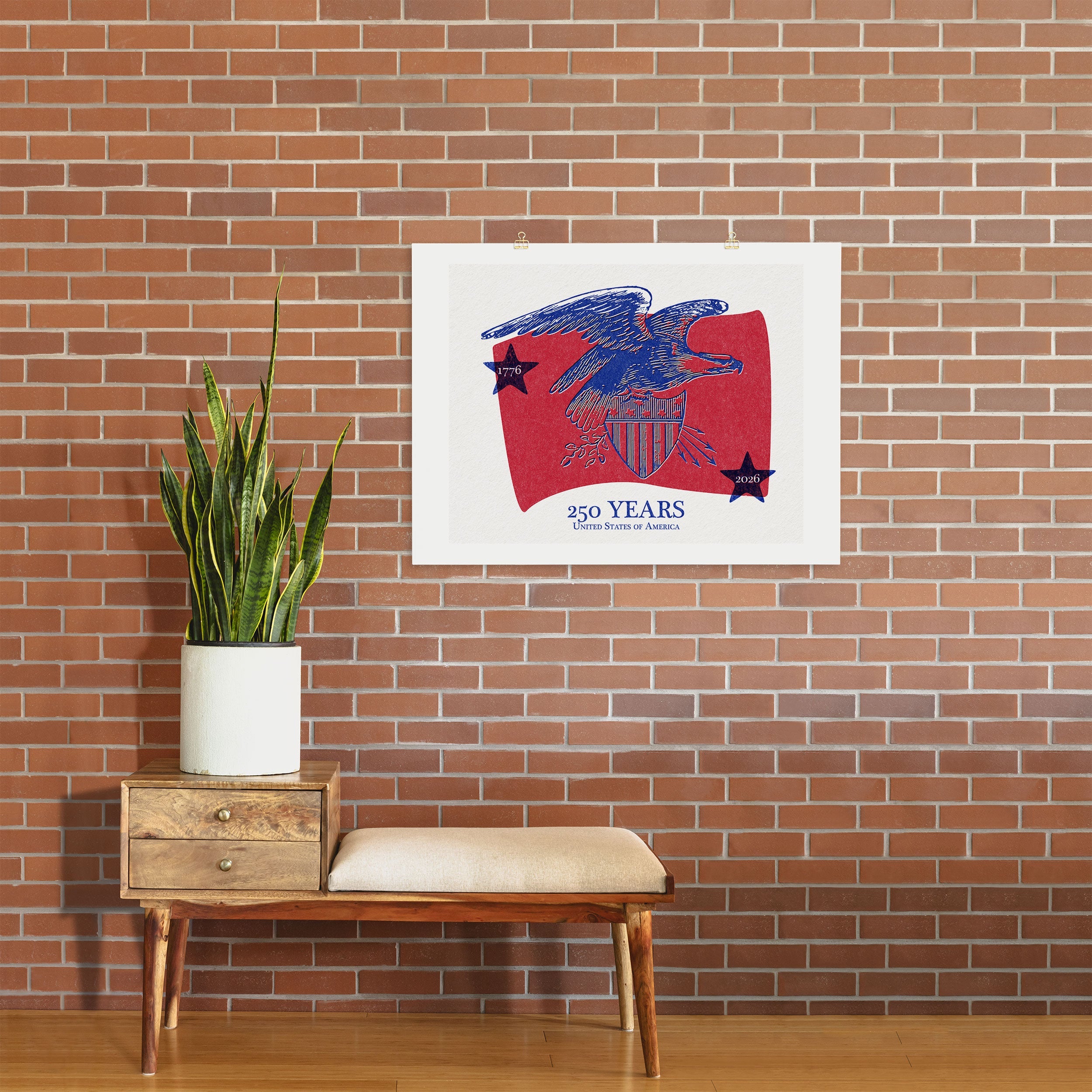 DENY Designs Vintage Eagle Shield Art Print