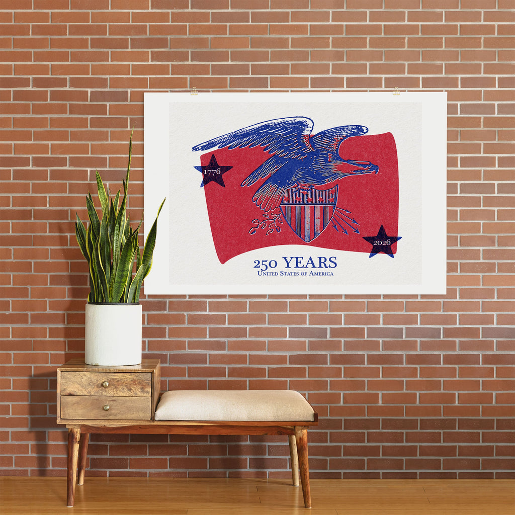 DENY Designs Vintage Eagle Shield Art Print