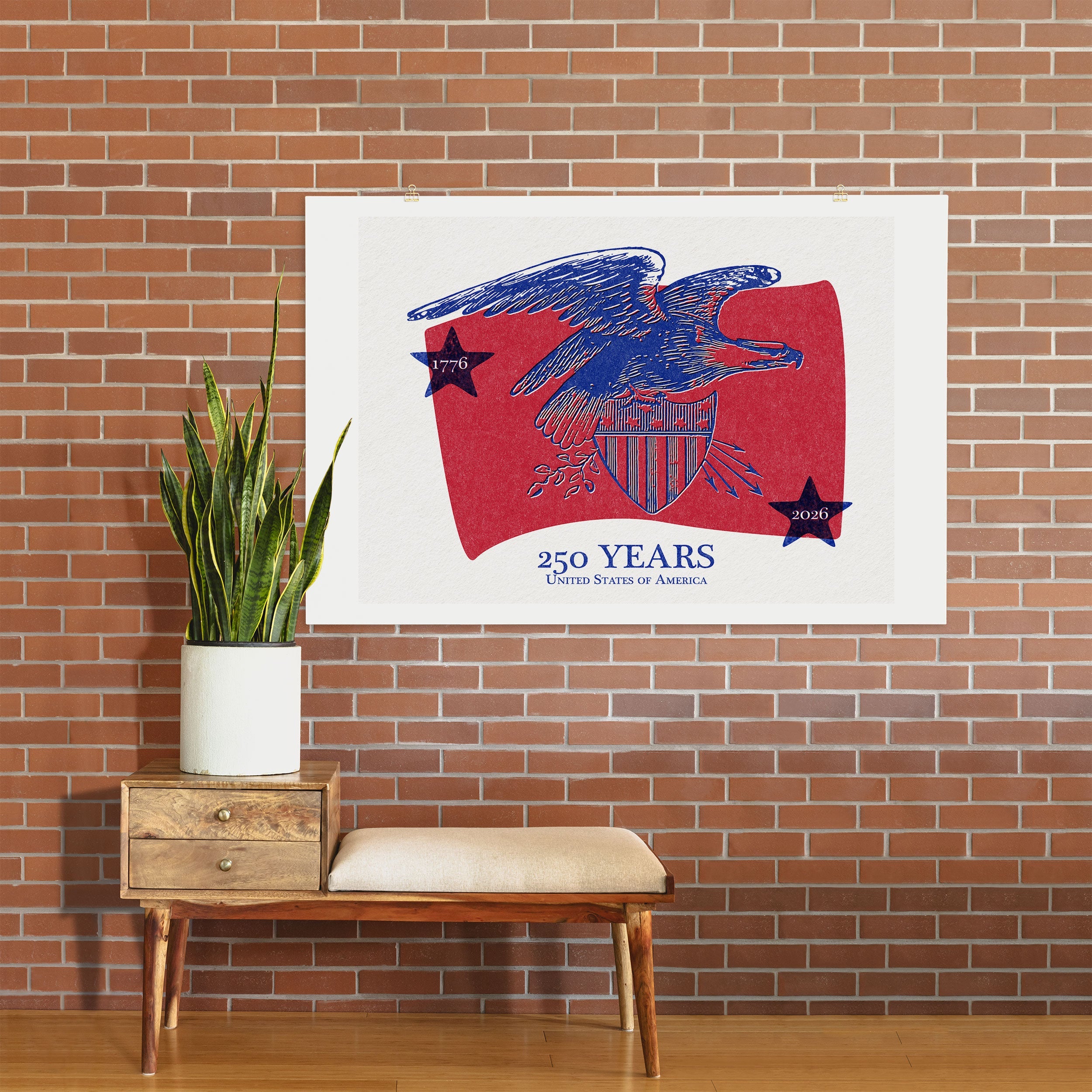 DENY Designs Vintage Eagle Shield Art Print