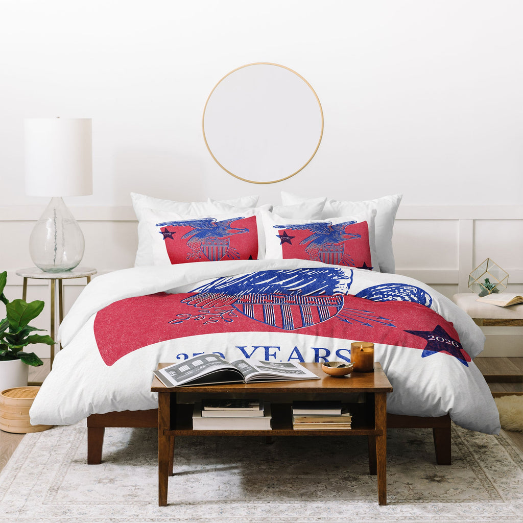 DENY Designs Vintage Eagle Shield Duvet Cover
