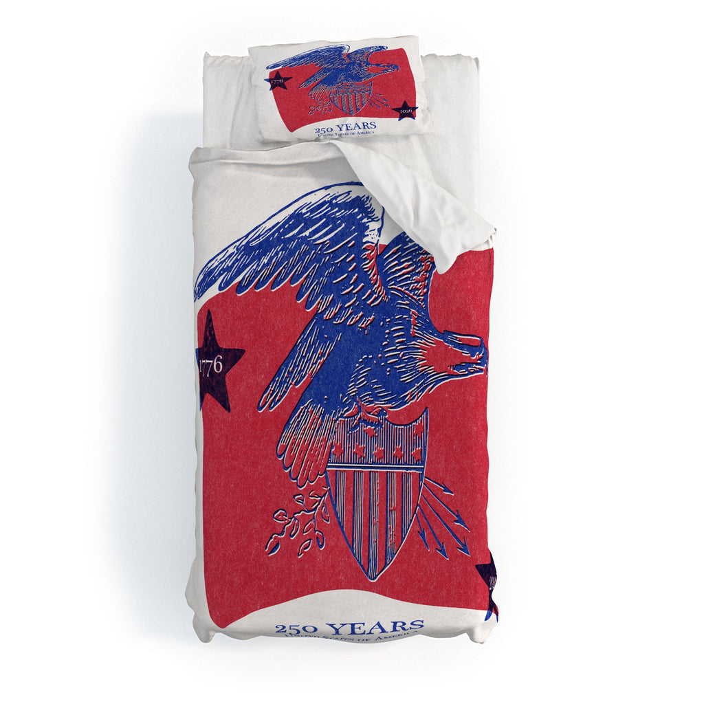 DENY Designs Vintage Eagle Shield Duvet Cover