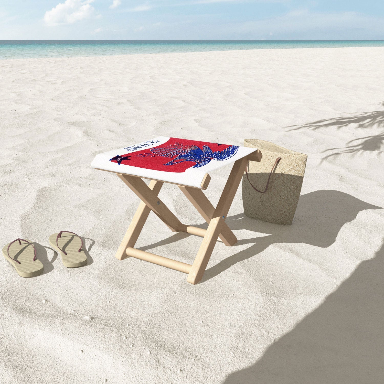 DENY Designs Vintage Eagle Shield Folding Stool