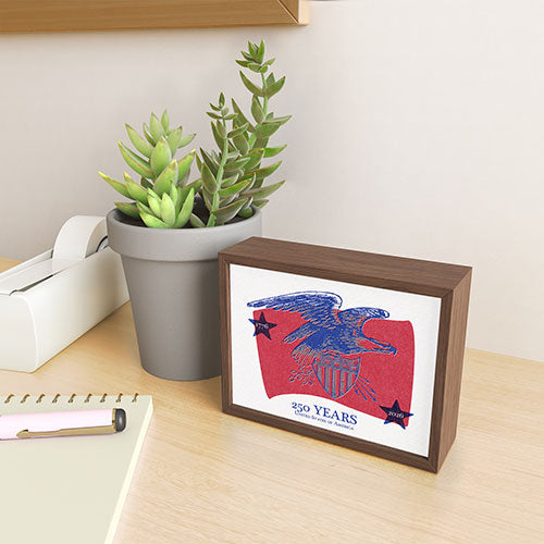 DENY Designs Vintage Eagle Shield Framed Mini Art Print