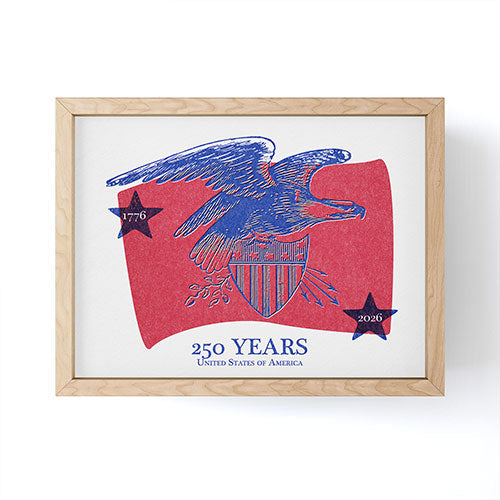 DENY Designs Vintage Eagle Shield Framed Mini Art Print