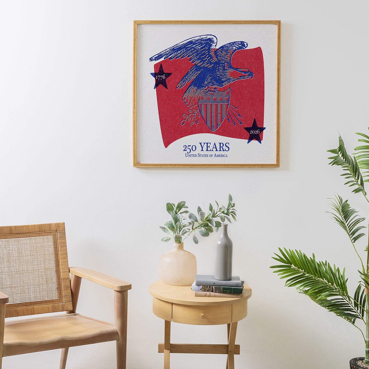 DENY Designs Vintage Eagle Shield Framed Wall Art