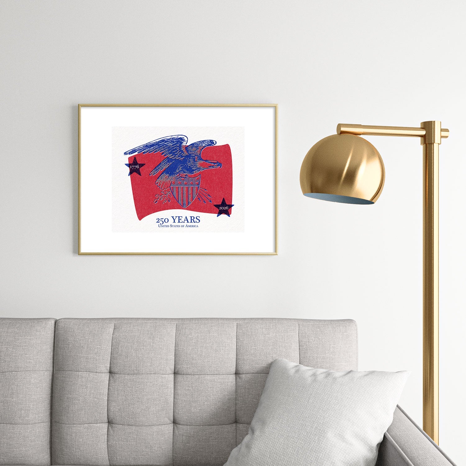 DENY Designs Vintage Eagle Shield Metal Framed Art Print
