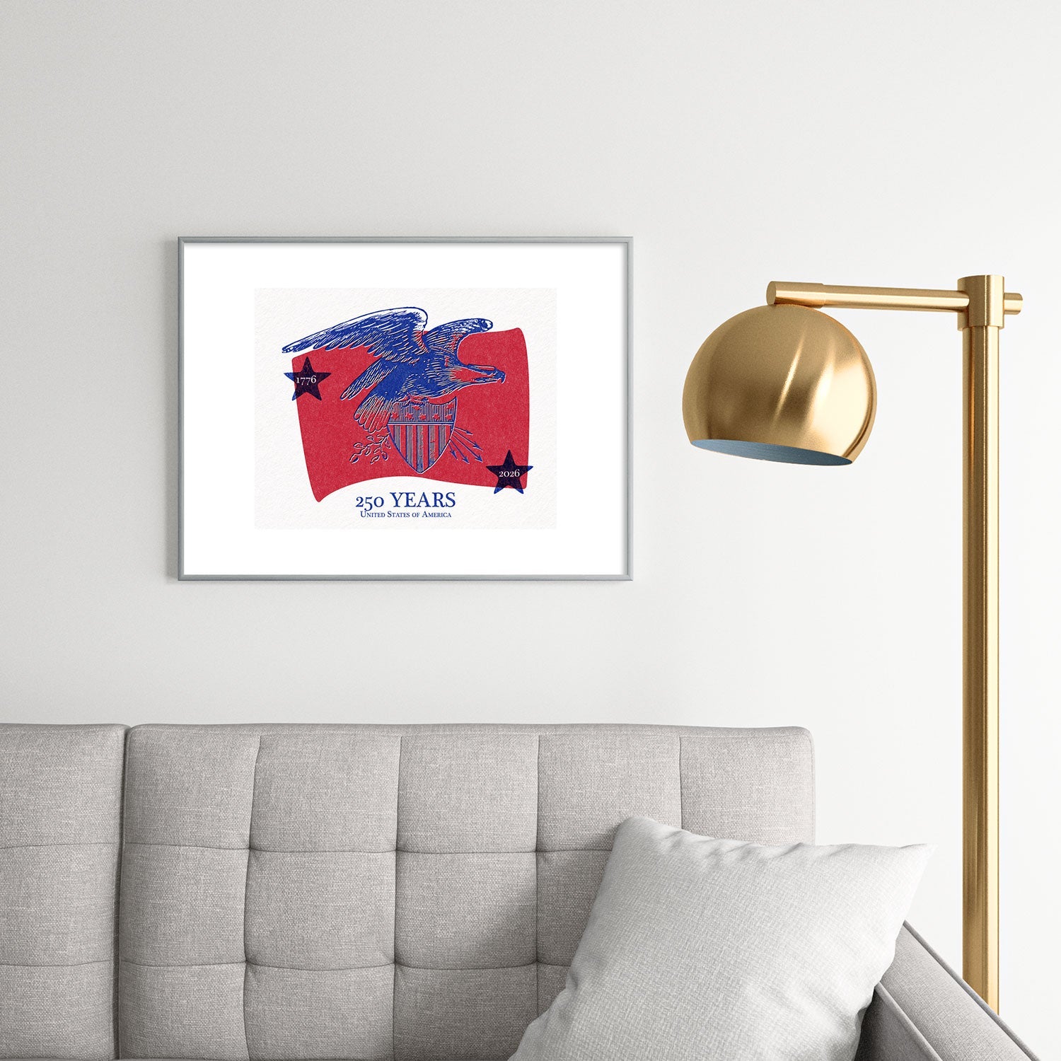 DENY Designs Vintage Eagle Shield Metal Framed Art Print