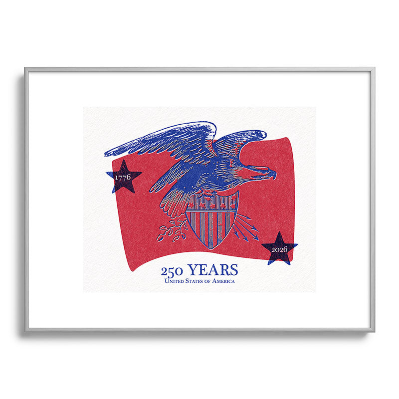 DENY Designs Vintage Eagle Shield Metal Framed Art Print