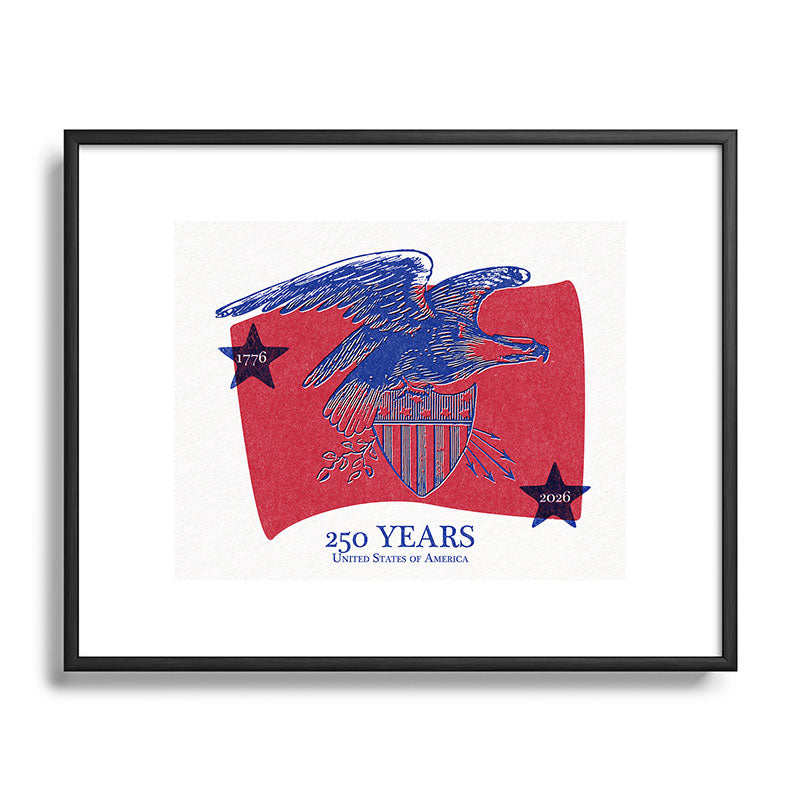 DENY Designs Vintage Eagle Shield Metal Framed Art Print