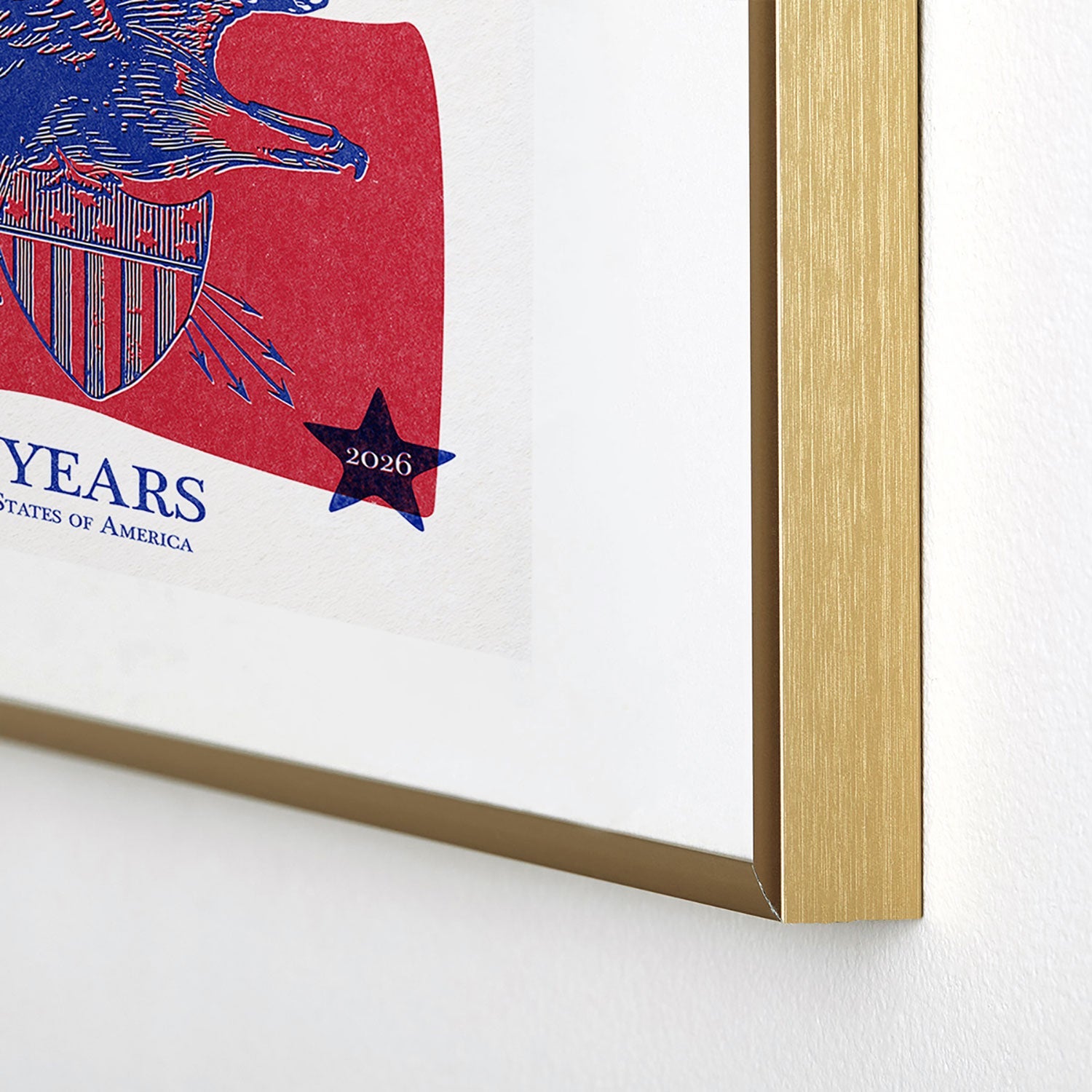DENY Designs Vintage Eagle Shield Metal Framed Art Print