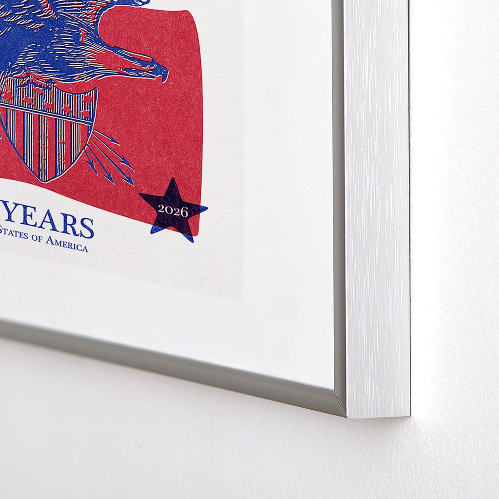 DENY Designs Vintage Eagle Shield Metal Framed Art Print
