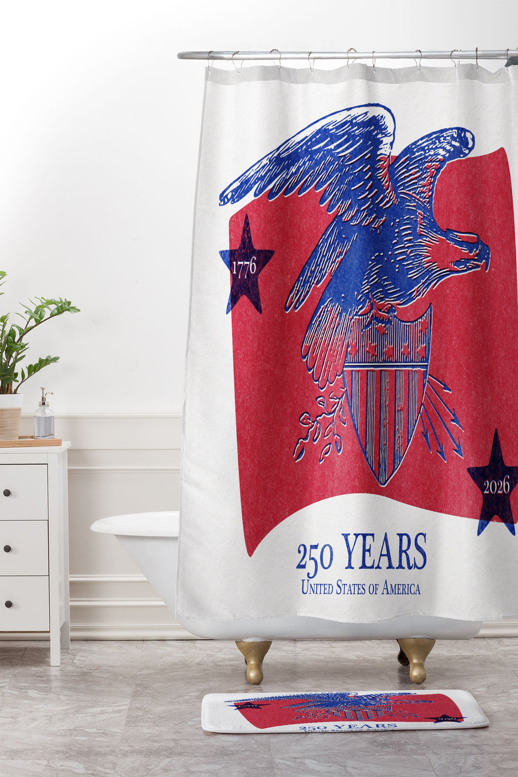 DENY Designs Vintage Eagle Shield Memory Foam Bath Mat