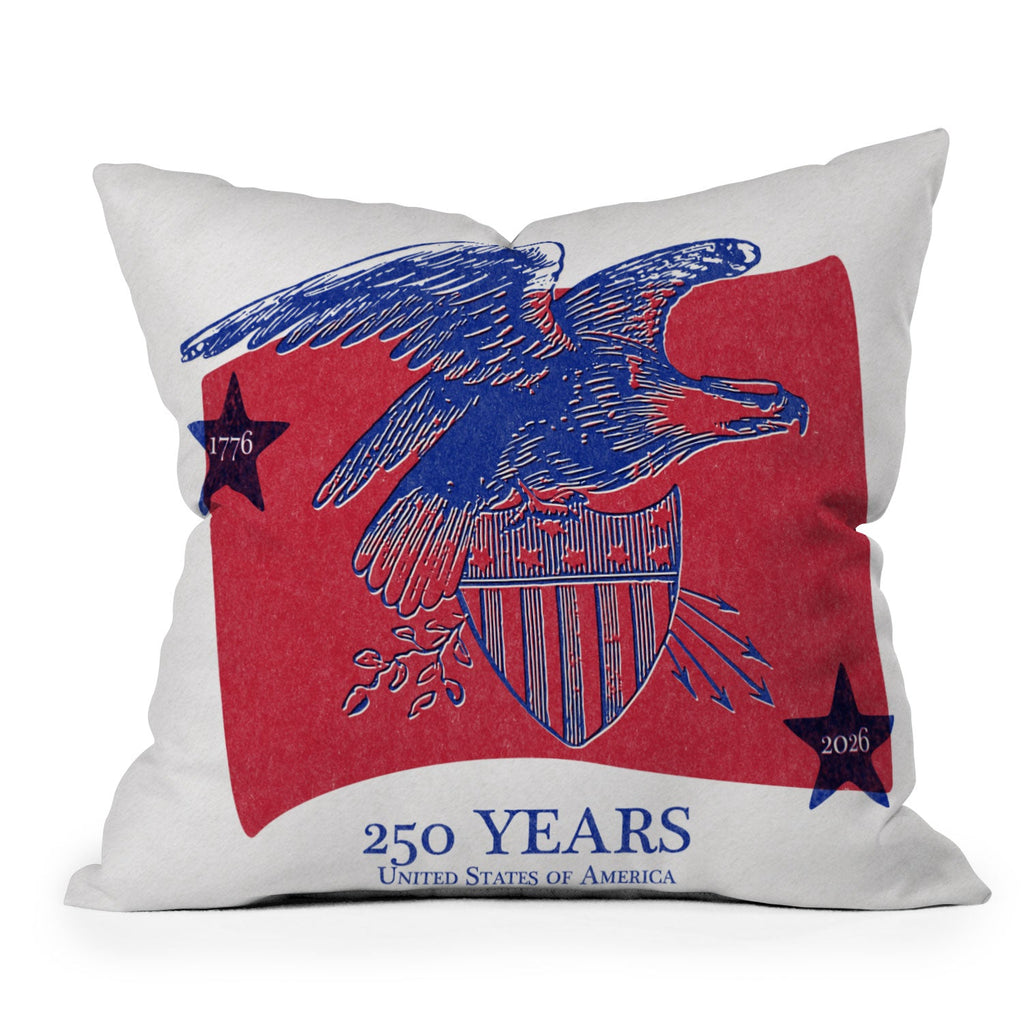 DENY Designs Vintage Eagle Shield Outdoor Throw Pillow