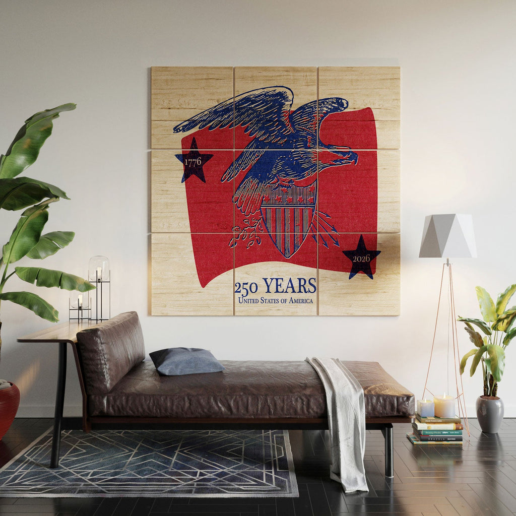 DENY Designs Vintage Eagle Shield Wood Wall Mural
