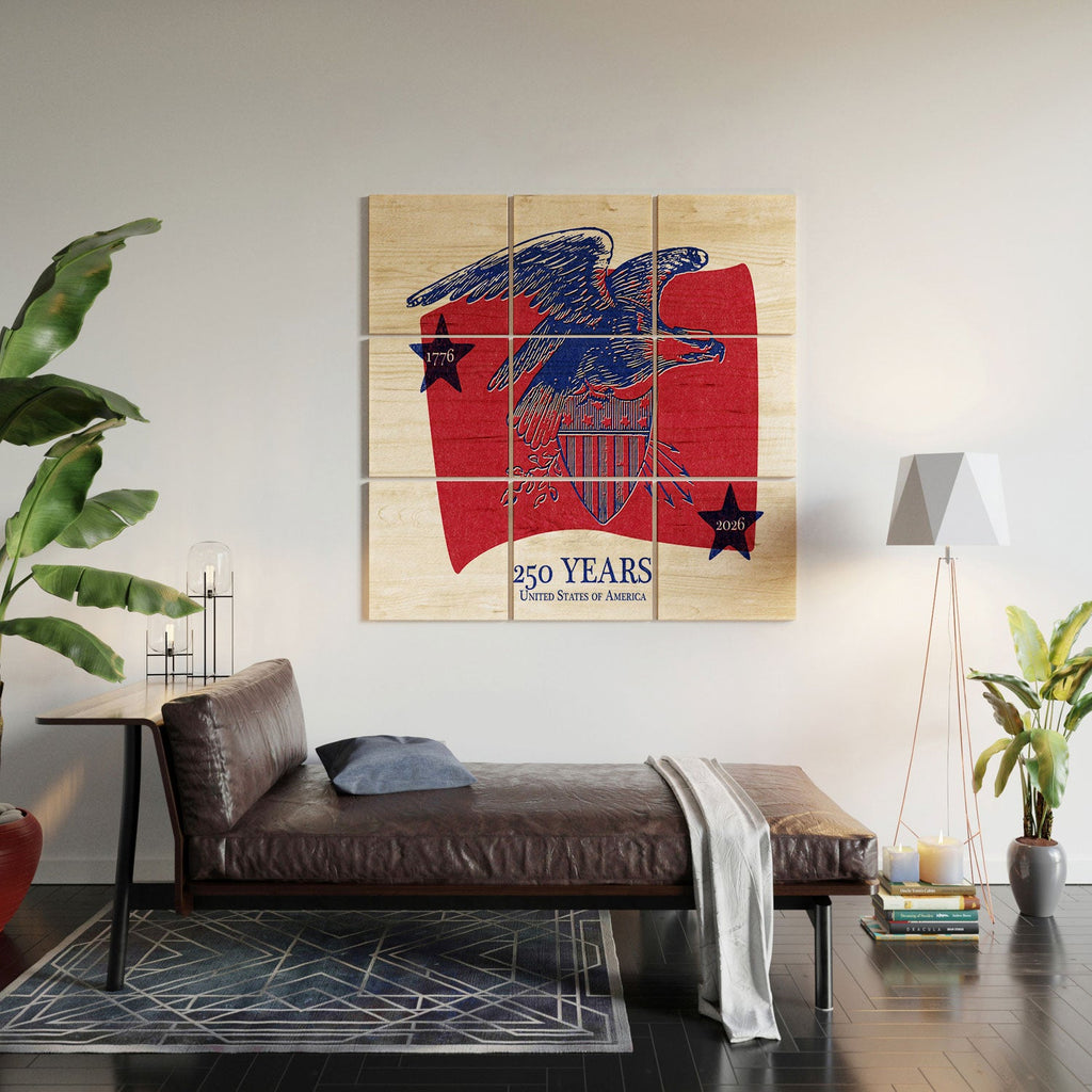 DENY Designs Vintage Eagle Shield Wood Wall Mural