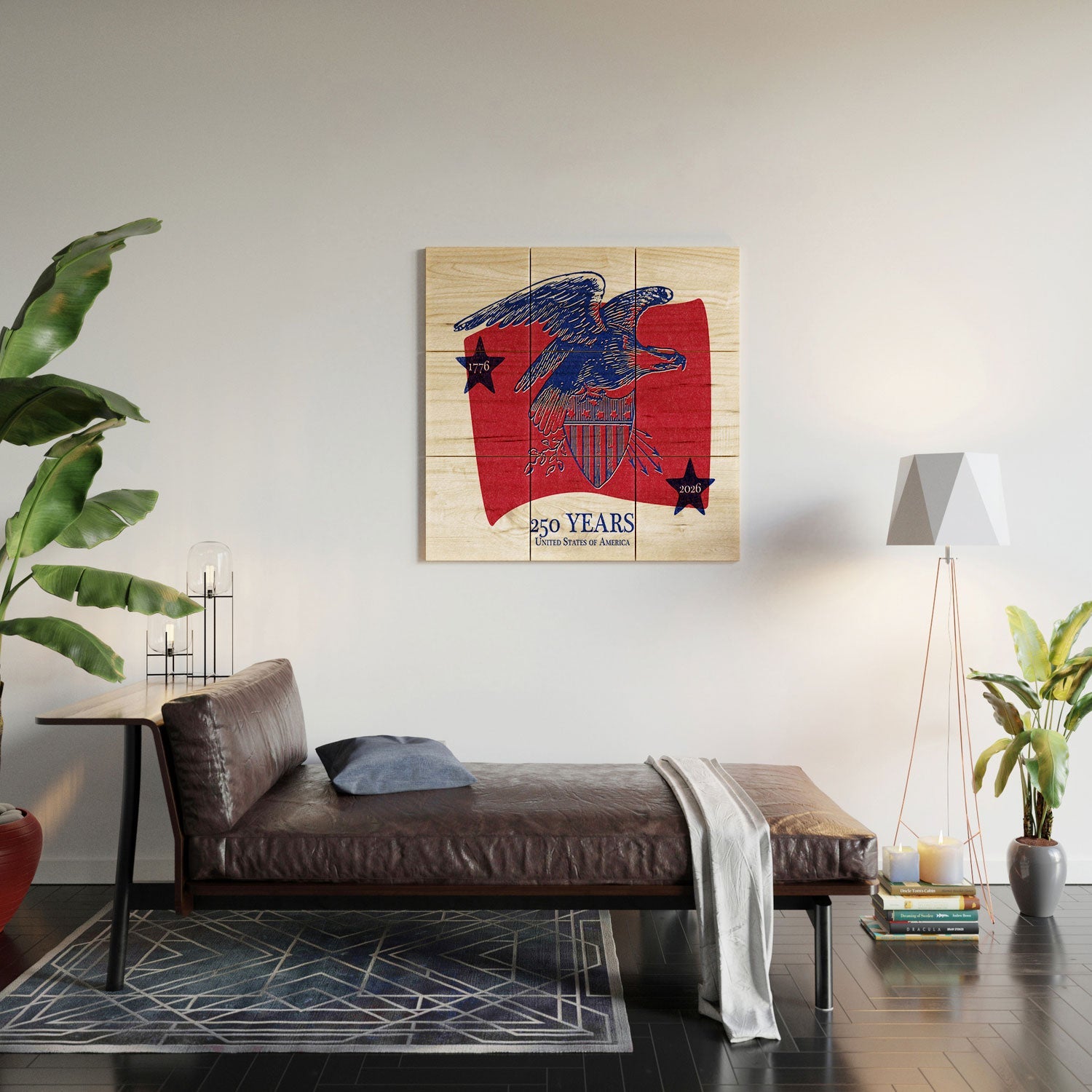 DENY Designs Vintage Eagle Shield Wood Wall Mural