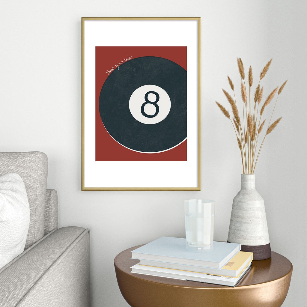 DENY Designs Vintage Games 8ball Metal Framed Art Print
