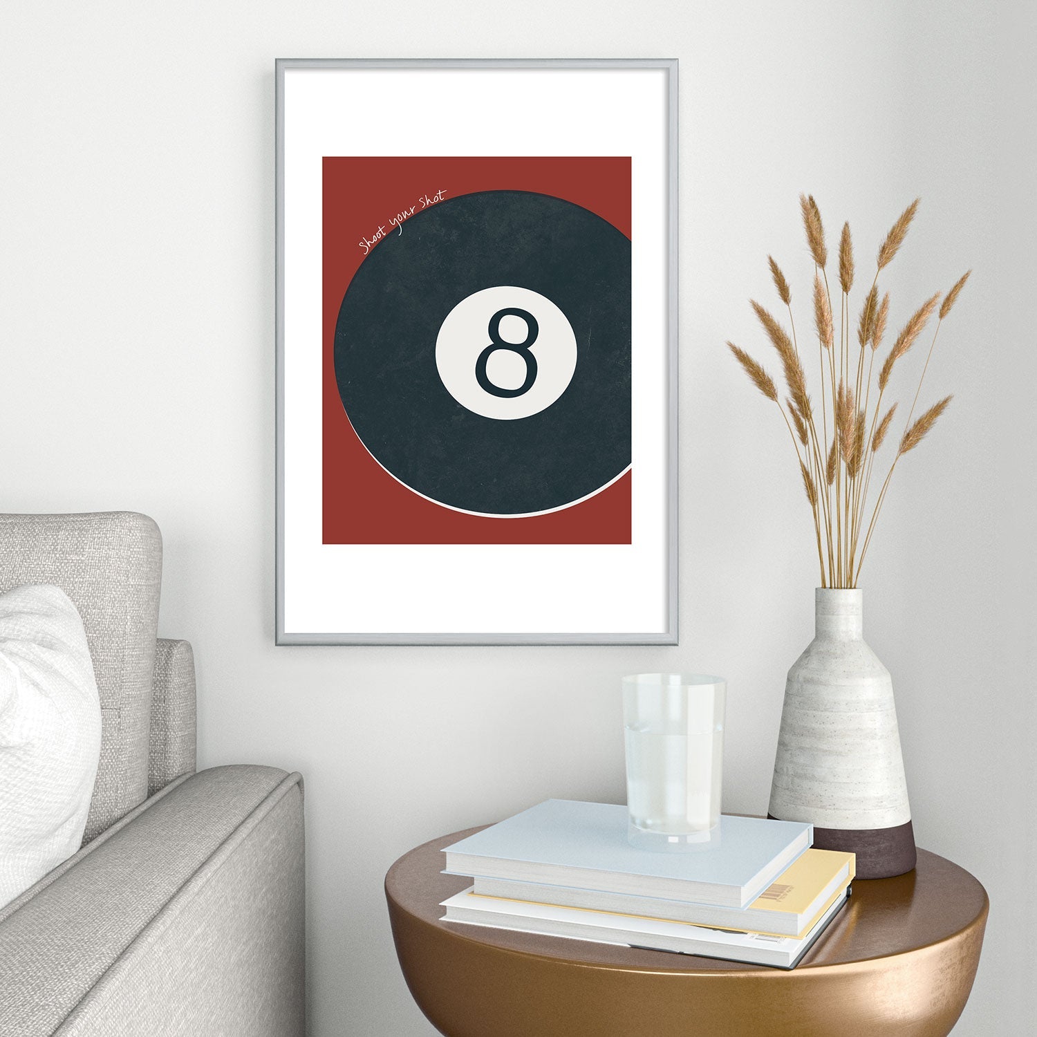 DENY Designs Vintage Games 8ball Metal Framed Art Print