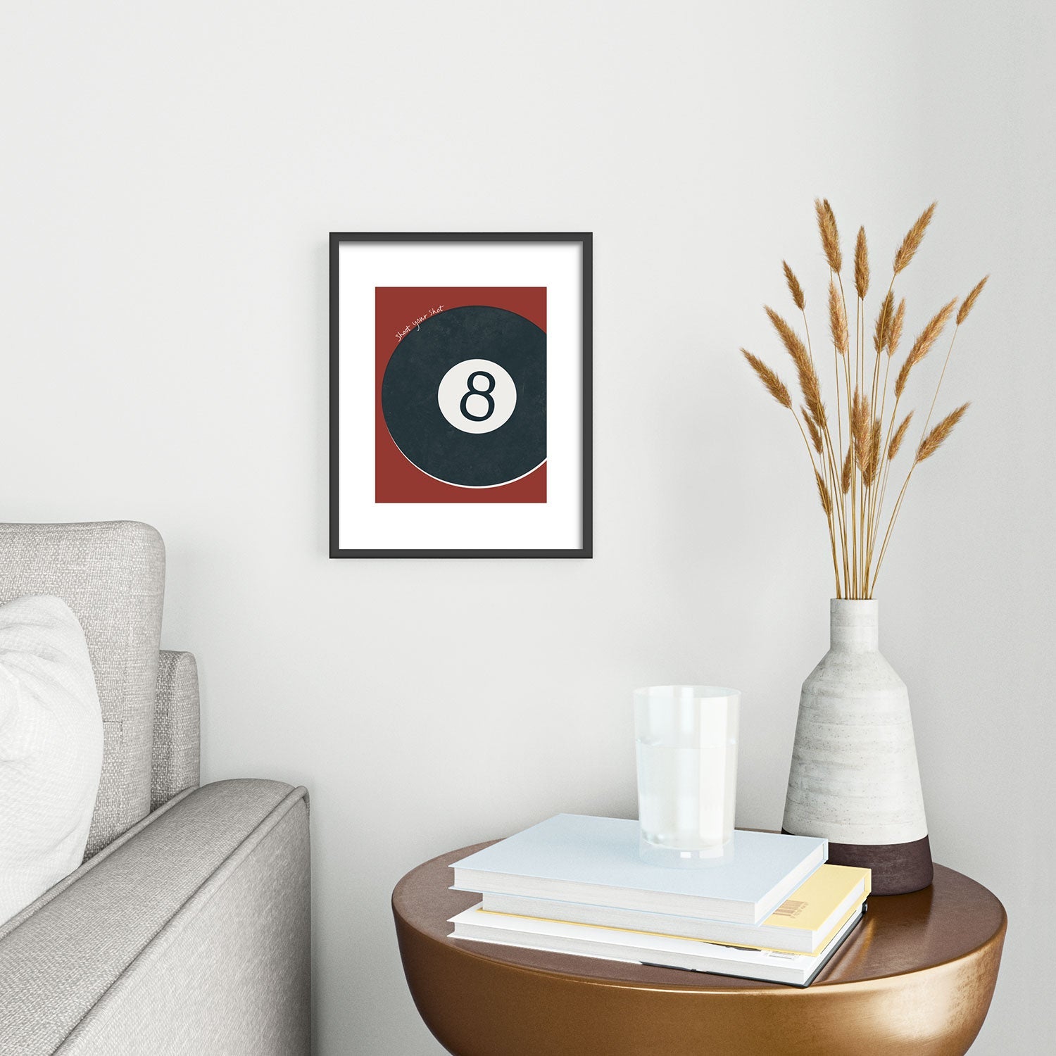 DENY Designs Vintage Games 8ball Metal Framed Art Print