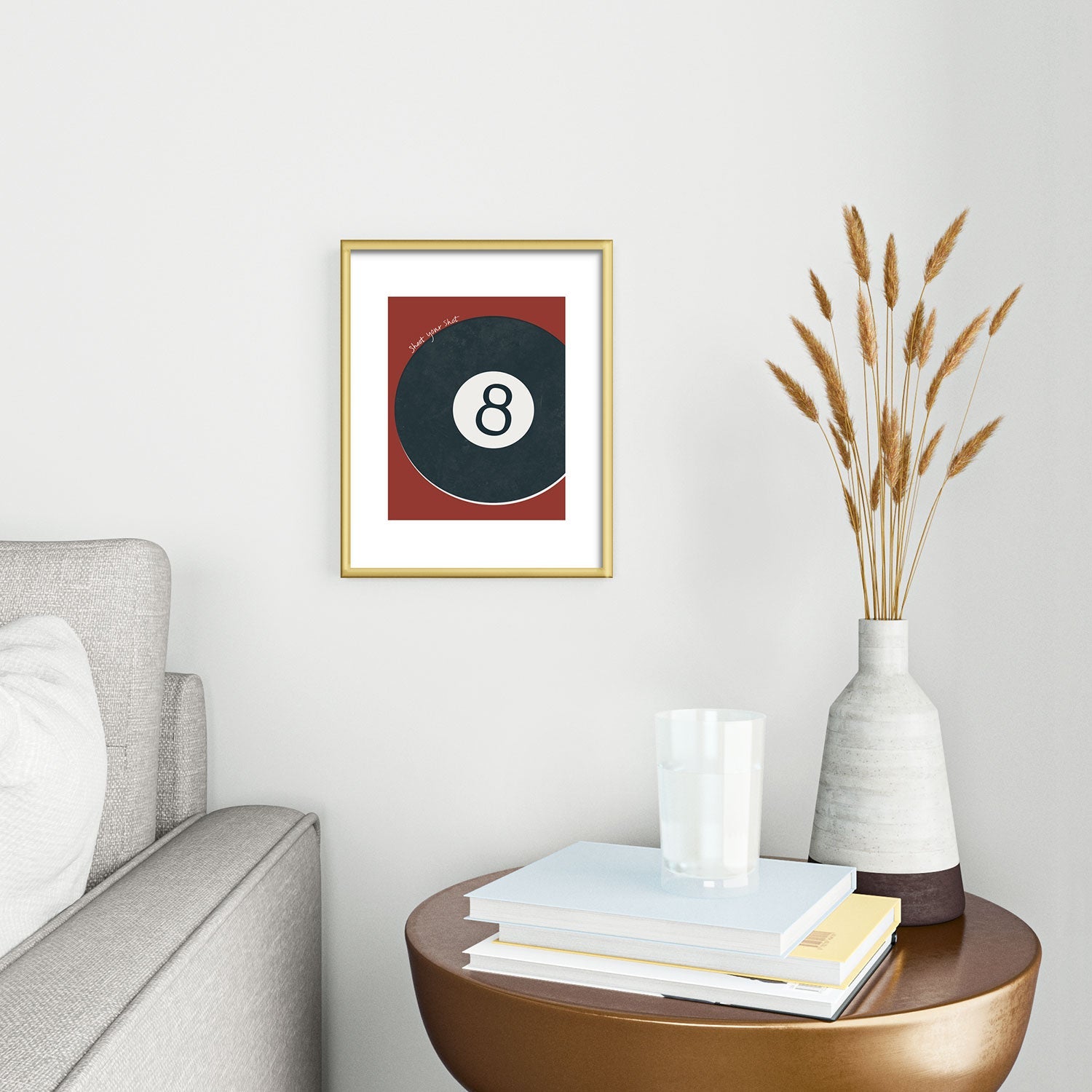 DENY Designs Vintage Games 8ball Metal Framed Art Print